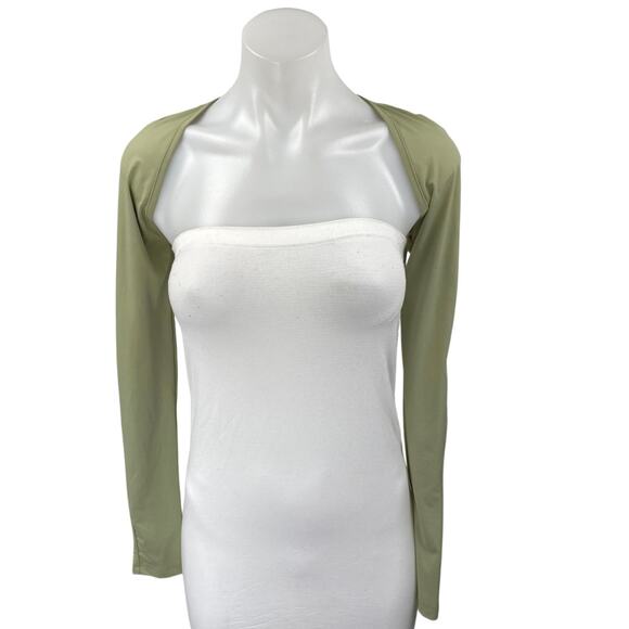 Princess Polly Women's Green Long Sleeve Stretch Cardigan Bolero Crop Top Size 4 - Picture 1 of 4
